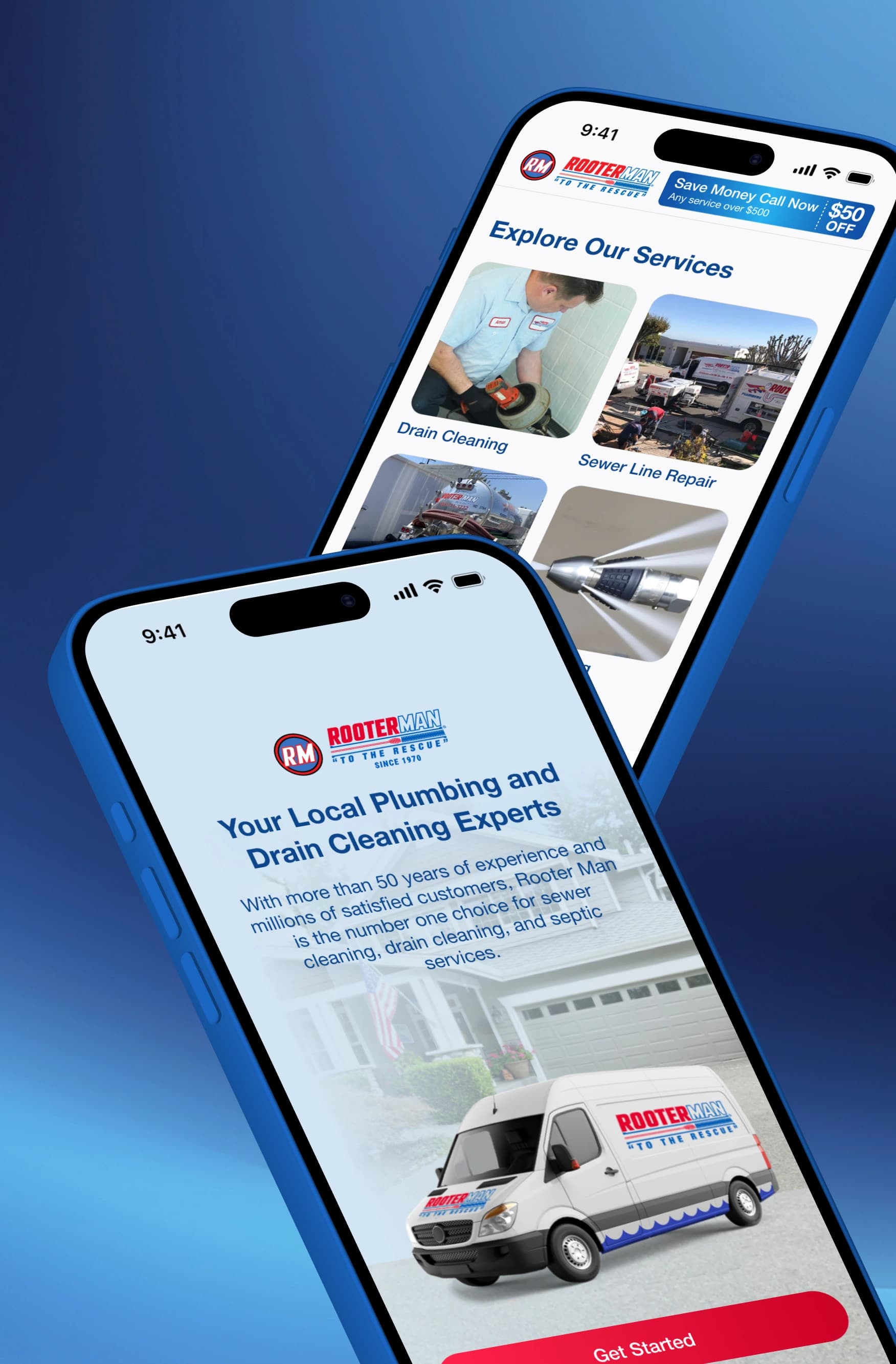 Cover RooterMan, plumbing service booking app 
